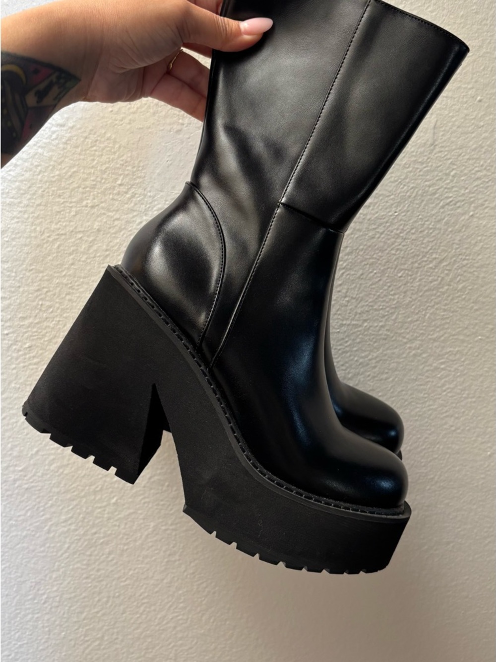 Women’s Black Platform Chunky Heel Boots